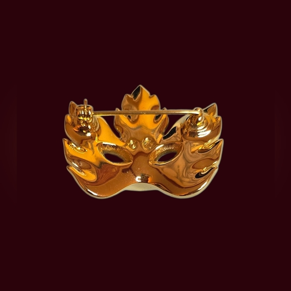 Swarovski Crystal Mardi Gras Mask Brooch, In Box - Picture 4 of 7